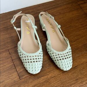 Unisa Mint Green Woven Slingback Flats Size 7